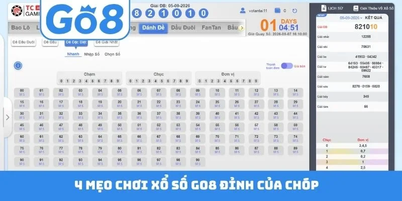 4 mẹo chơi xổ số GO8 đỉnh của chóp