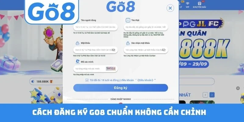 Cách đăng ký GO8 chuẩn không cần chỉnh